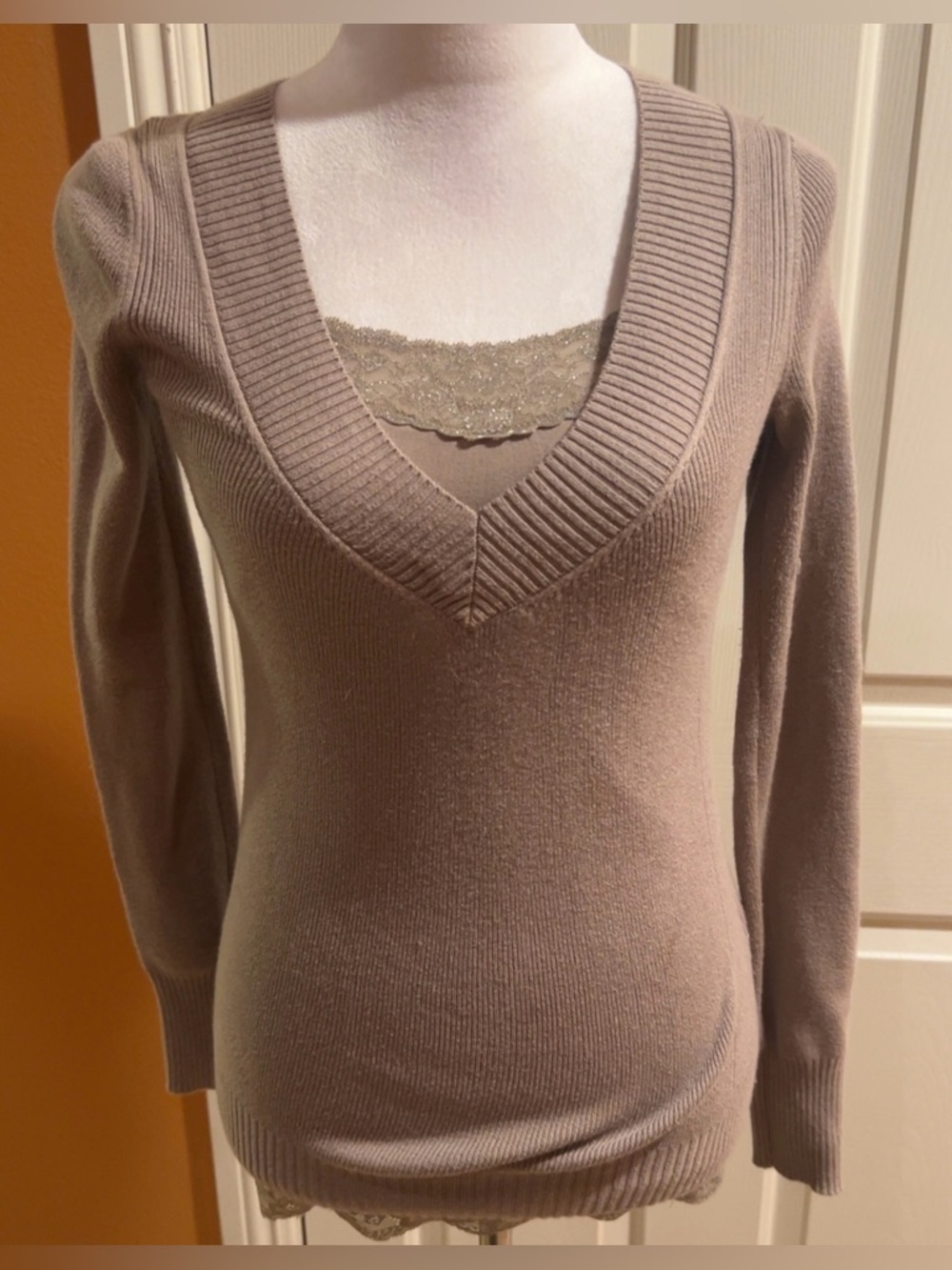 Express | Women's V-Neck Camisole & Sweater Set Taupe